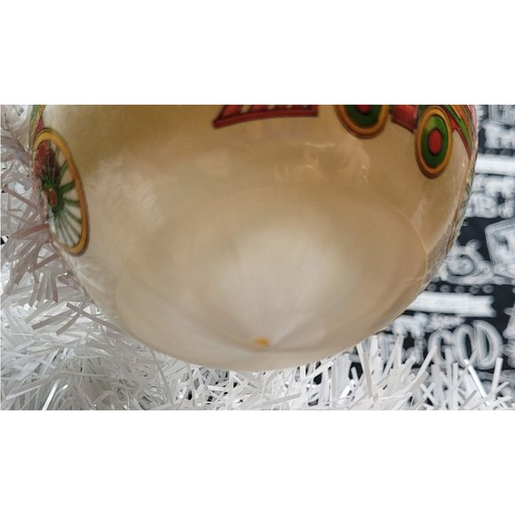 Vintage 1987 Santa North Pole Railroad Satin Ball Christmas Ornament - Picture 4 of 10